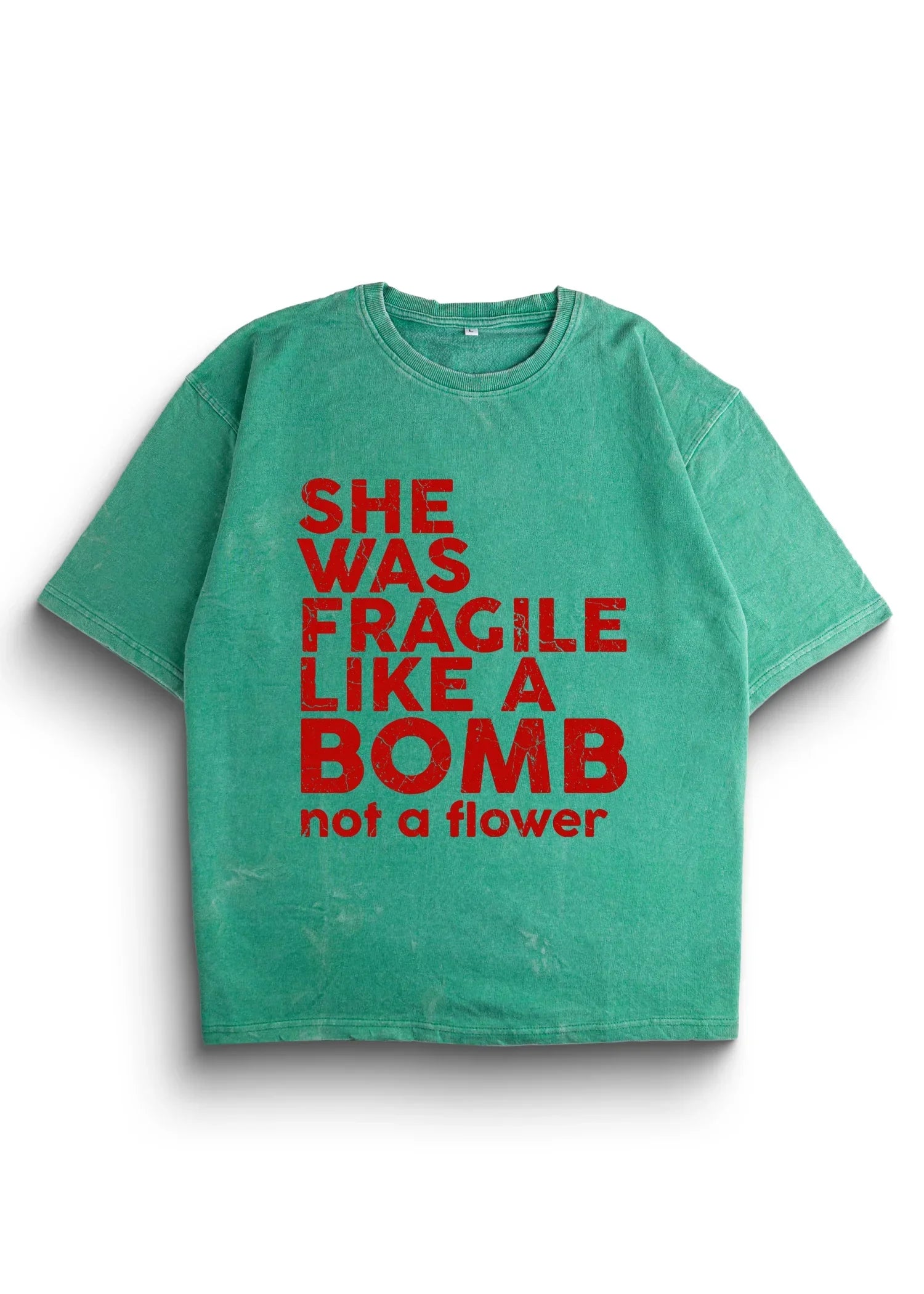 She Was Fragile Acid Wash Oversized T-Shirt