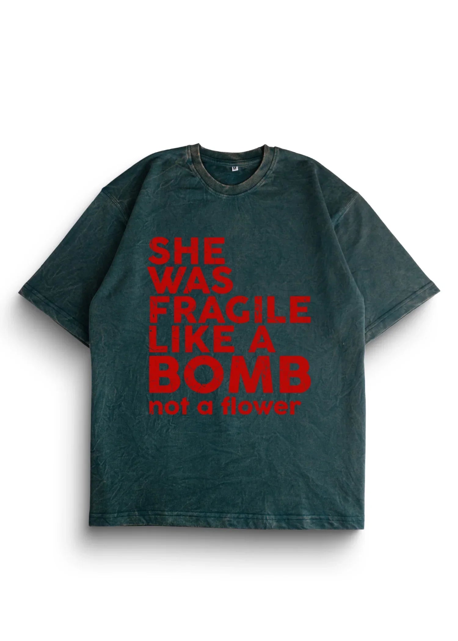 She Was Fragile Acid Wash Oversized T-Shirt