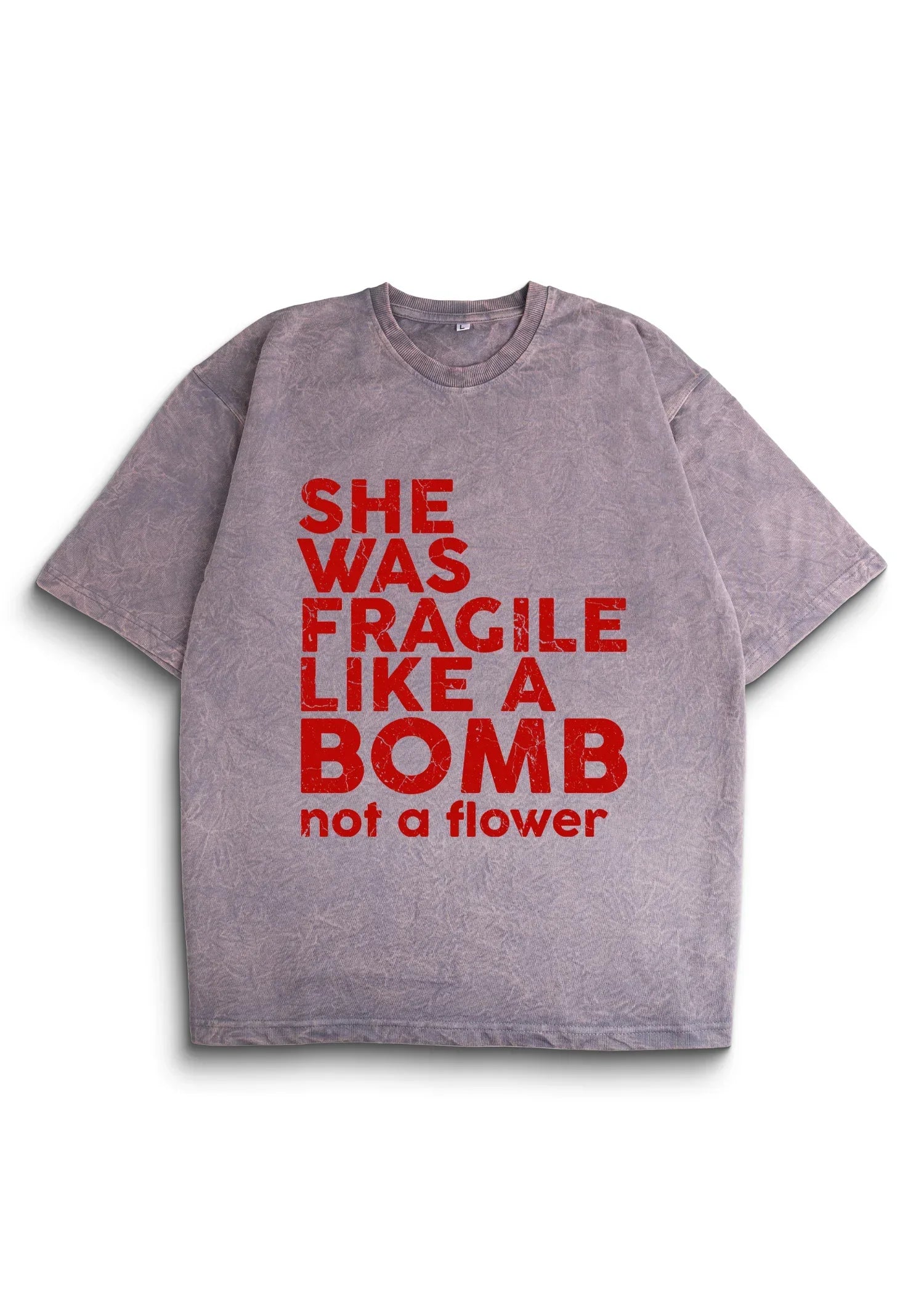 She Was Fragile Acid Wash Oversized T-Shirt