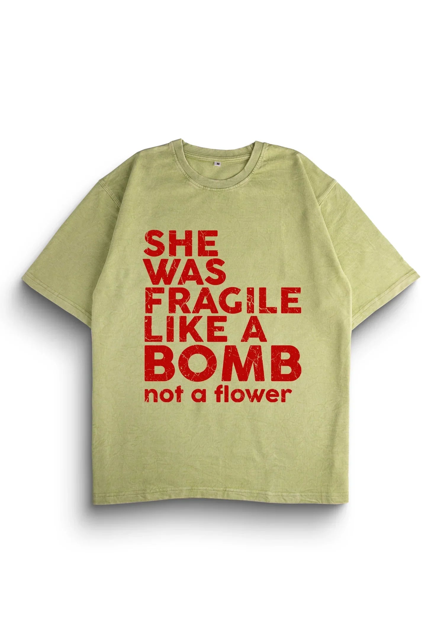 She Was Fragile Acid Wash Oversized T-Shirt
