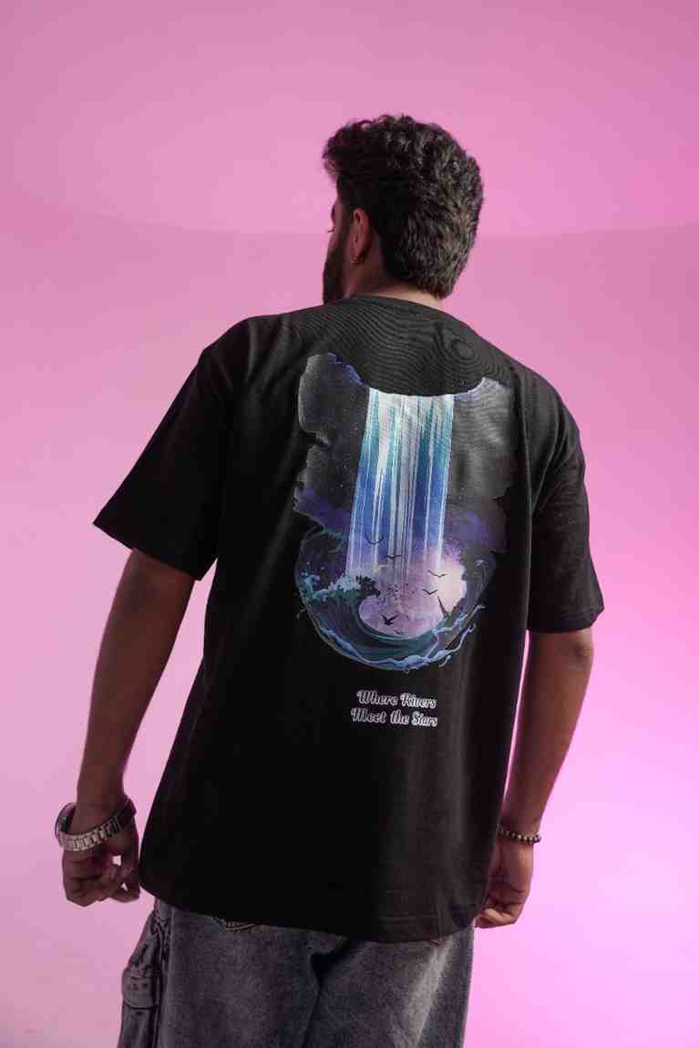 Eternal Flow – Cosmic Waterfall Oversized Tee