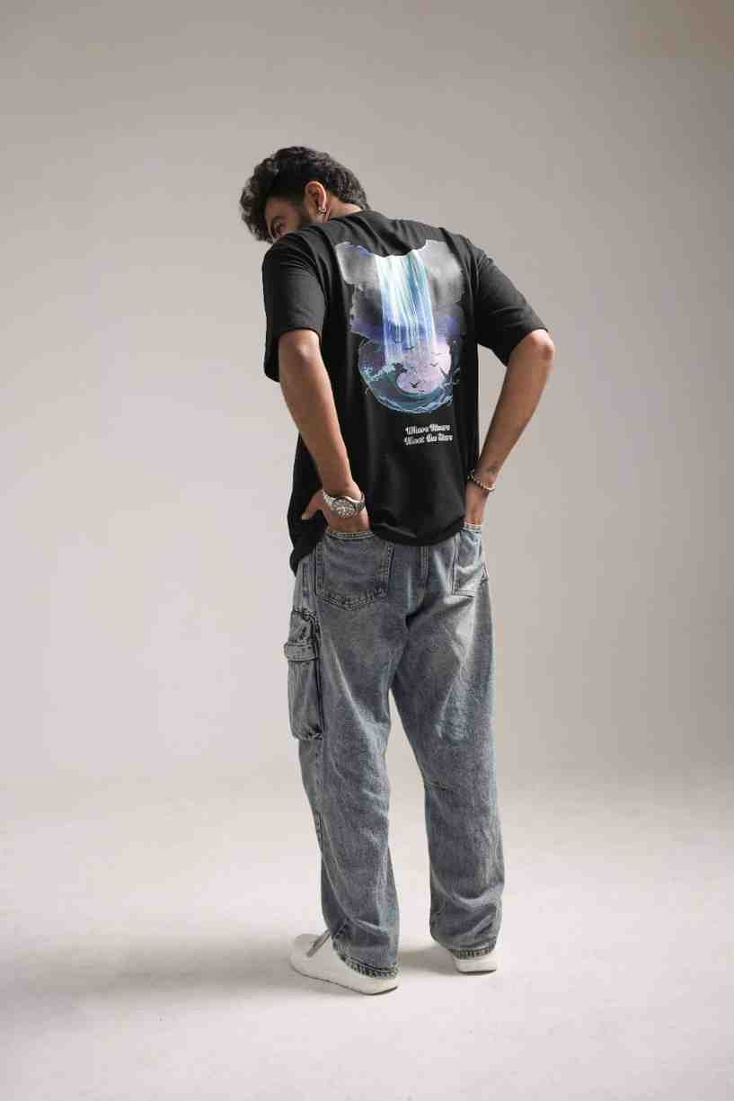 Eternal Flow – Cosmic Waterfall Oversized Tee